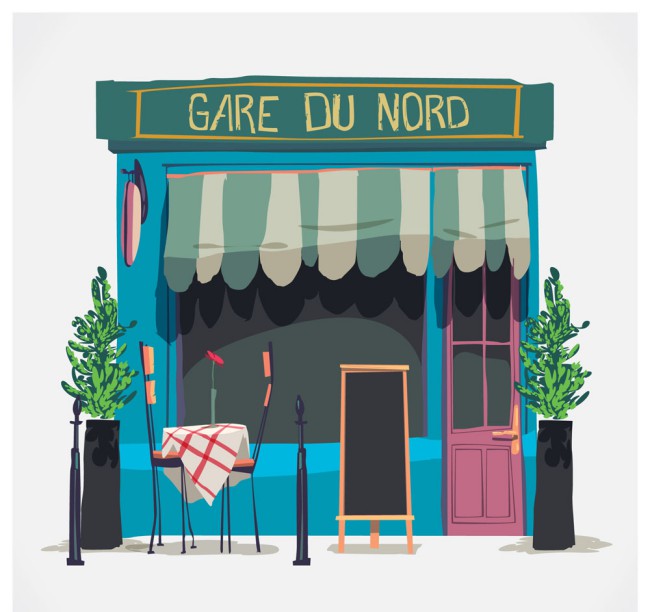 彩绘巴黎街边餐馆矢量素材16图库网精选