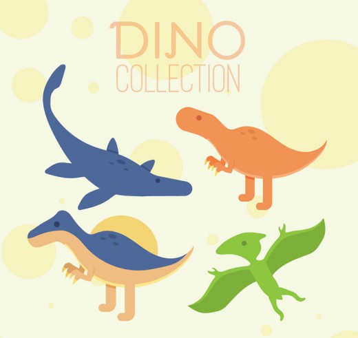4款彩色恐龙设计矢量素材16图库网