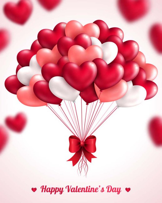 精美红色爱心气球束矢量素材16素材网精选