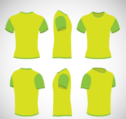 多角度绿色T恤设计矢量素材素材天