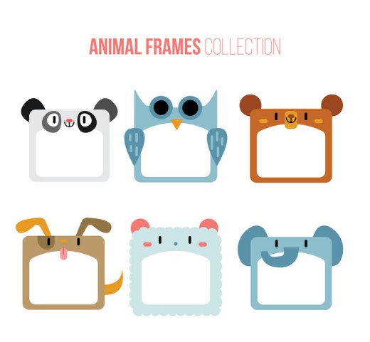 6款可爱动物空白框架矢量素材16图库网精选