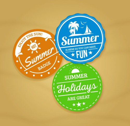 3款彩色夏季度假标签矢量素材16素材网精选