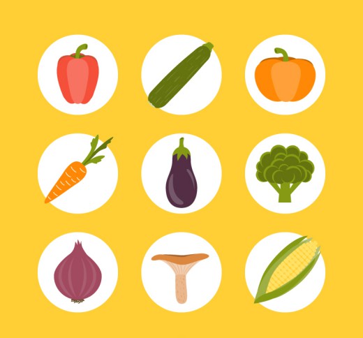 6款圆形常见蔬菜图标矢量素材素材中国网精选