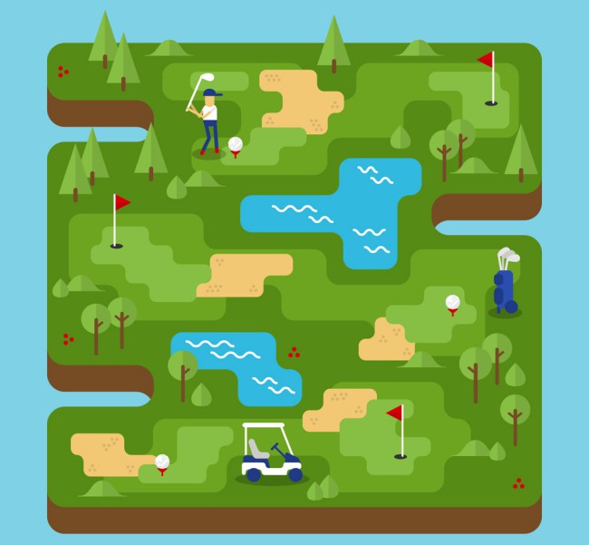创意绿色高尔夫球场地图矢量素材16