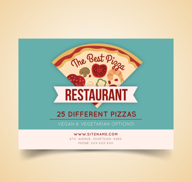 创意意大利披萨餐馆卡片矢量素材普贤居素材网精选