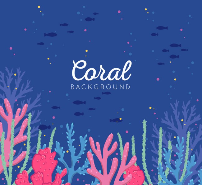 彩色海底珊瑚风景矢量素材普贤居素材网精选