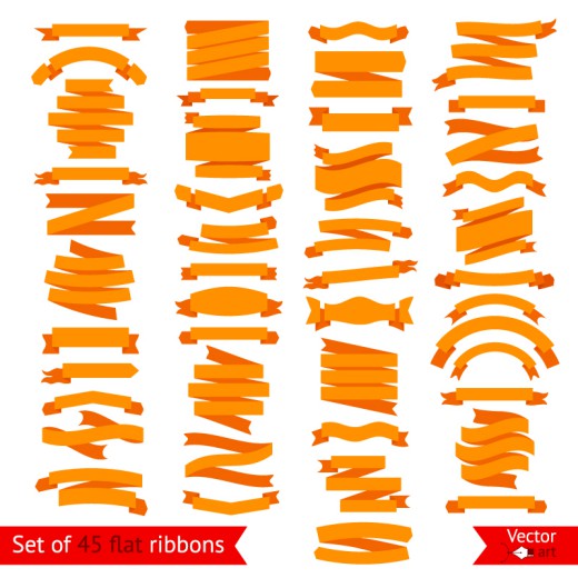 45款橙色丝带设计矢量素材普贤居素