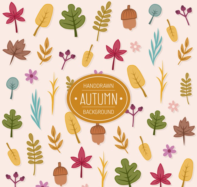 多种彩色秋季落叶无缝背景矢量素材16图库网精选