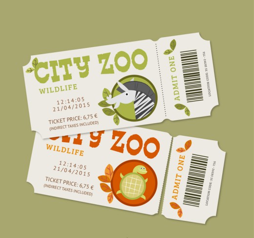 2款卡通动物园门票矢量素材16设计网精选