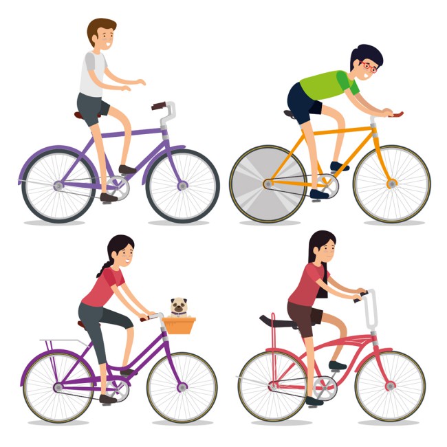 4款创意骑单车的年轻人矢量素材16图库网精选