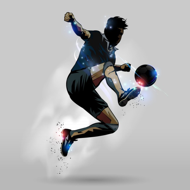 创意动感踢足球男子剪影矢量素材素材中国网精选