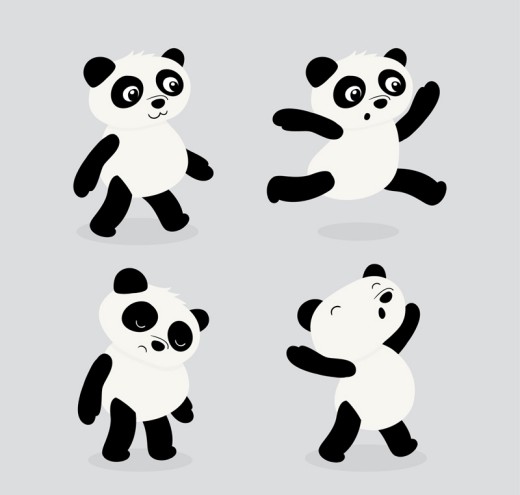 4款卡通熊猫矢量素材素材天下精选