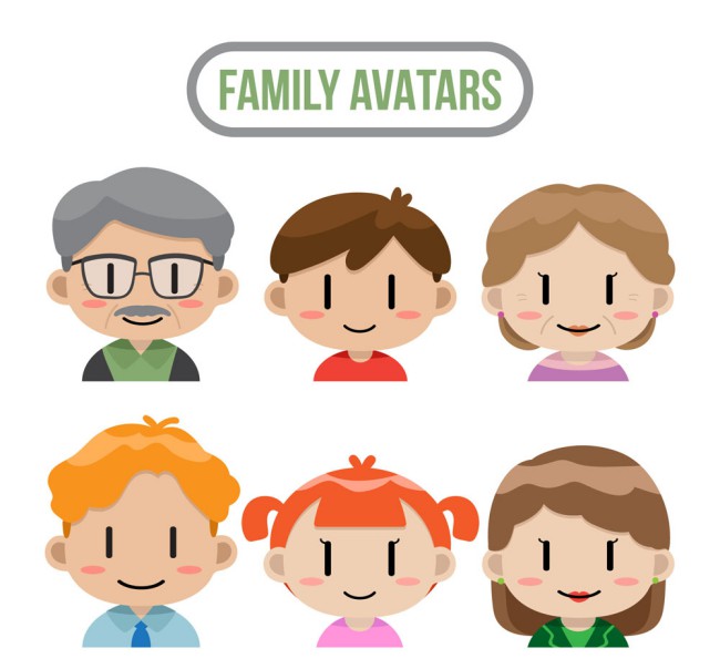 6款卡通家庭人物头像矢量素材16图库网精选