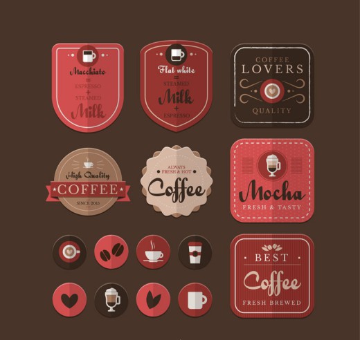 15款质感咖啡元素标签矢量图素材中