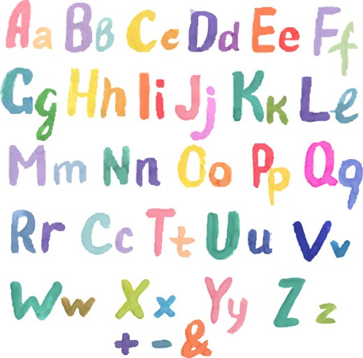 彩色大小写英文字母矢量素材素材天下精选