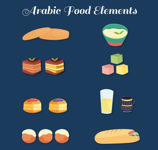 8款精致阿拉伯食品矢量素材16图库网精选