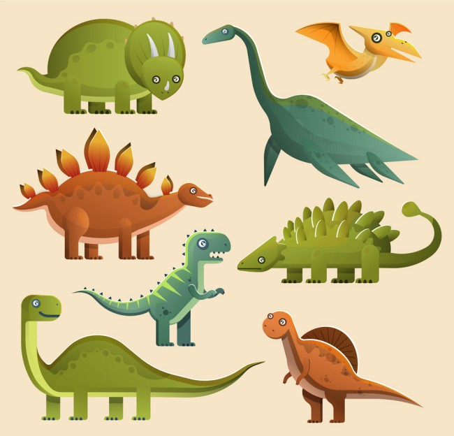 8款卡通恐龙设计矢量素材16图库网精选