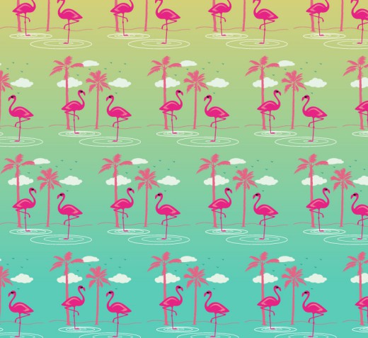 粉色火烈鸟无缝背景矢量素材16素材网精选