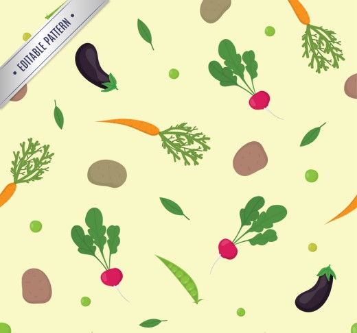 彩色蔬菜无缝背景矢量图16设计网精选