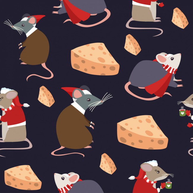 创意老鼠和奶酪无缝背景矢量图16图库网精选
