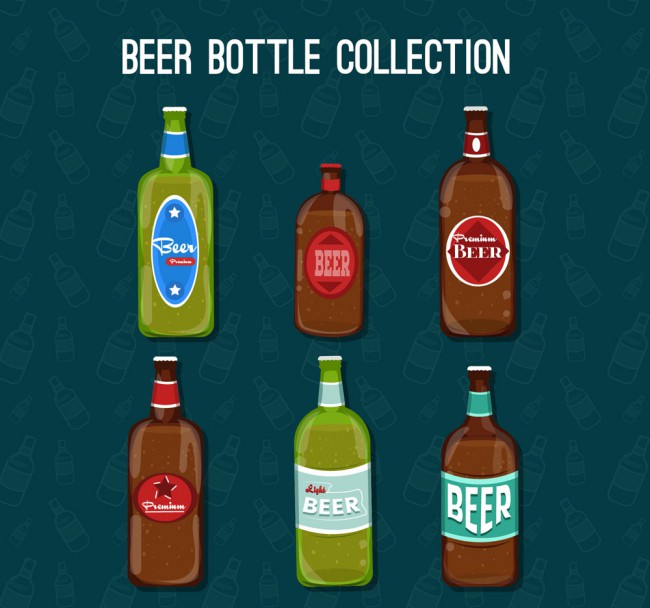6款创意啤酒瓶设计矢量素材16图库