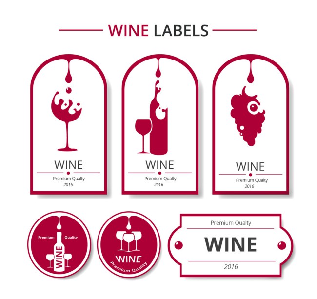 6款创意葡萄酒标签矢量素材16图库网精选