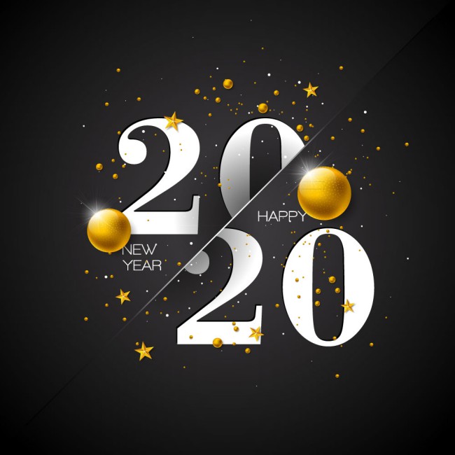 2020年金球装饰艺术字矢量素材素材中国网精选