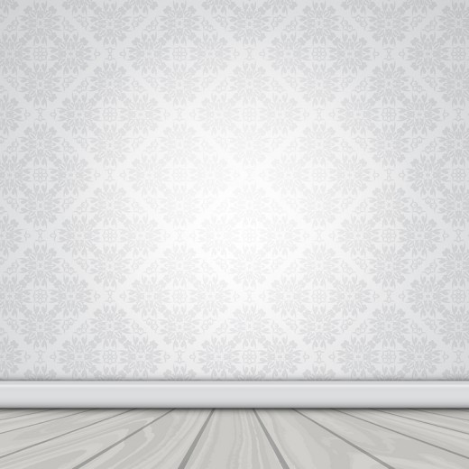 白色花纹墙壁和木地板矢量素材普贤居素材网精选