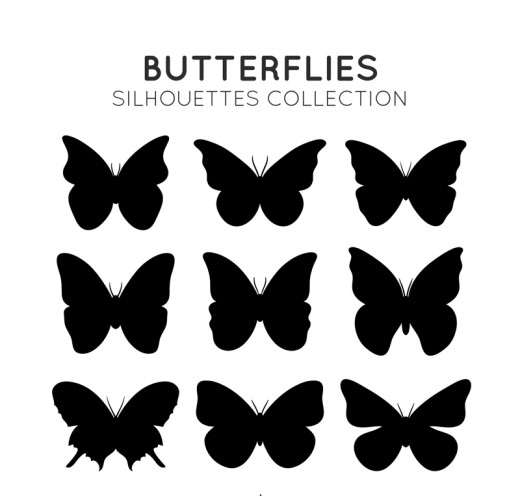 9款黑色蝴蝶剪影矢量素材16设计网