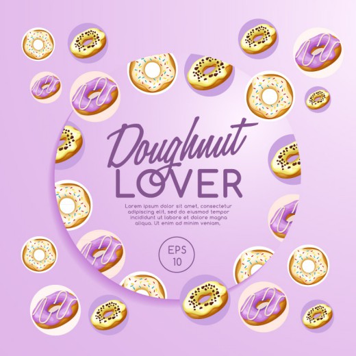 紫色甜甜圈海报矢量素材16图库网精选