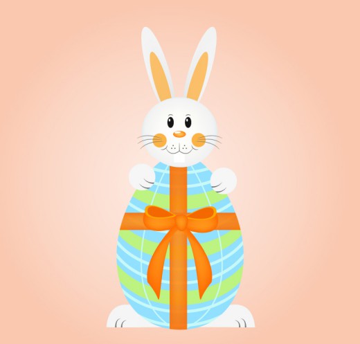 卡通抱彩蛋的兔子矢量图16图库网精选