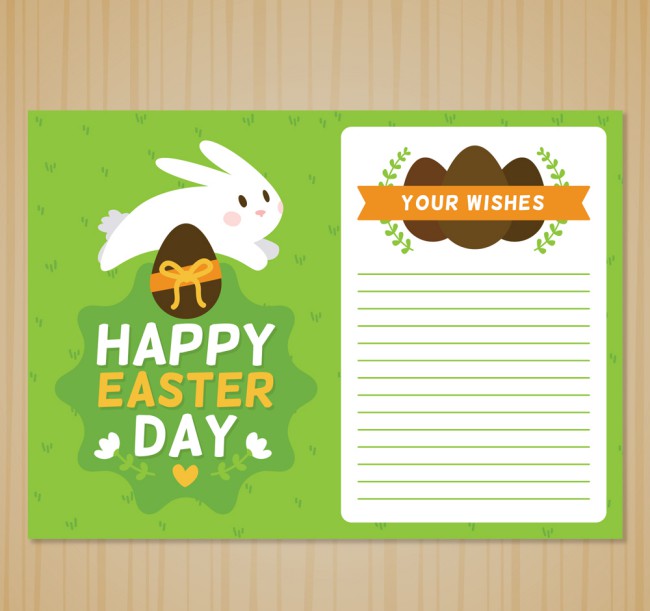 可爱白兔和彩蛋祝福卡矢量素材16图库网精选