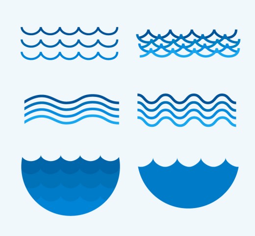 6款蓝色波浪设计矢量素材16素材网精选