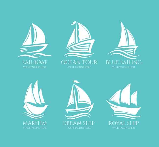 6款白色帆船标志矢量素材16设计网