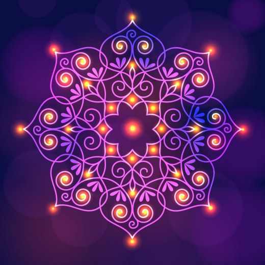 明亮紫色印度花纹矢量素材16素材网