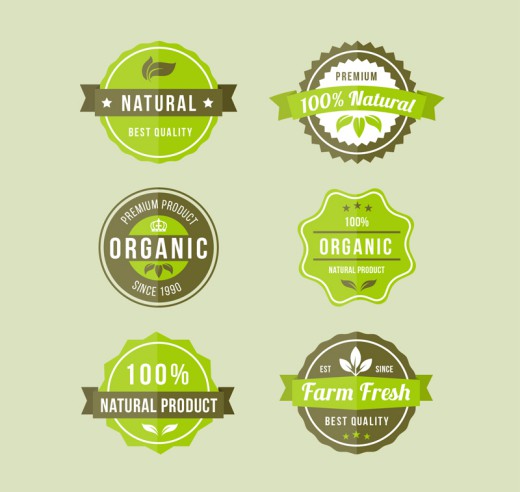 6款绿色有机食品标签矢量素材16图库网精选