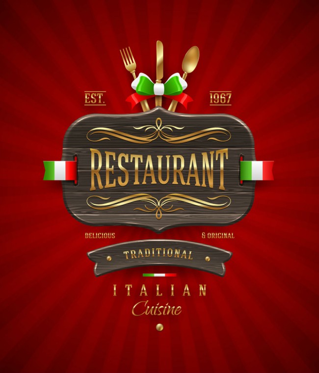 精美意大利餐厅菜单封面设计矢量图