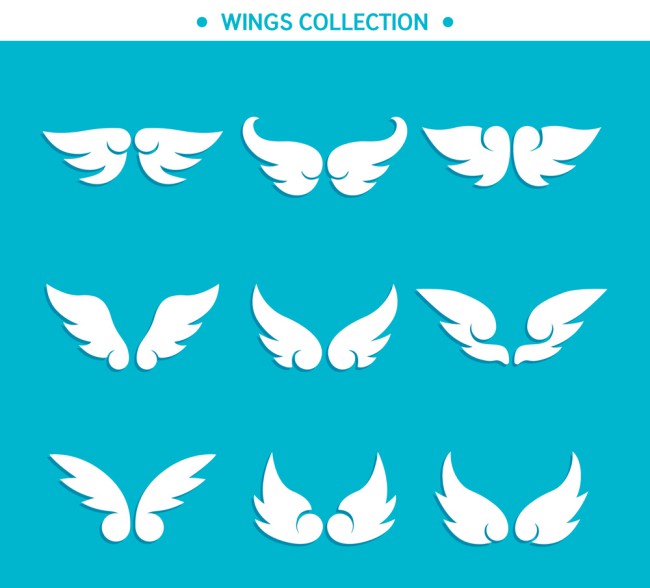9对白色翅膀设计矢量素材16设计网精选