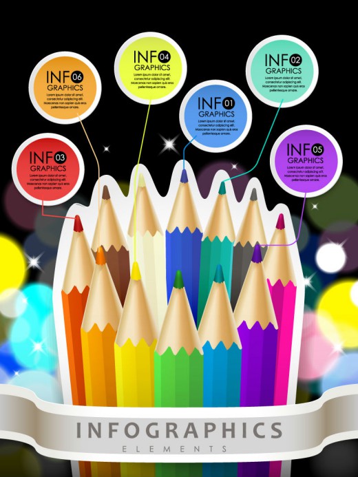 彩色铅笔商务信息图矢量素材16图库网精选