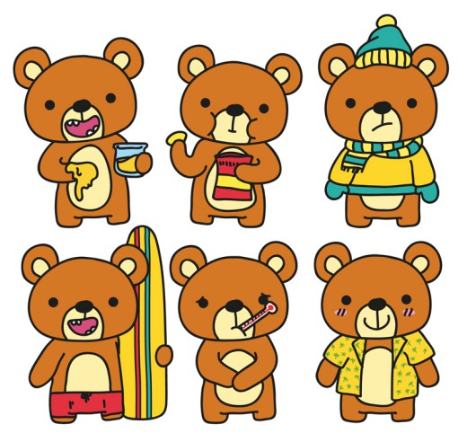 6款可爱棕熊矢量素材素材中国网精选