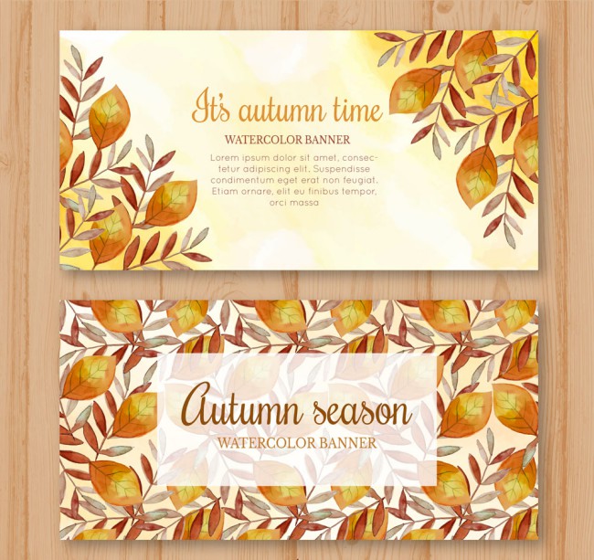 2款手绘秋季树叶banner设计矢量素材16素材网精选