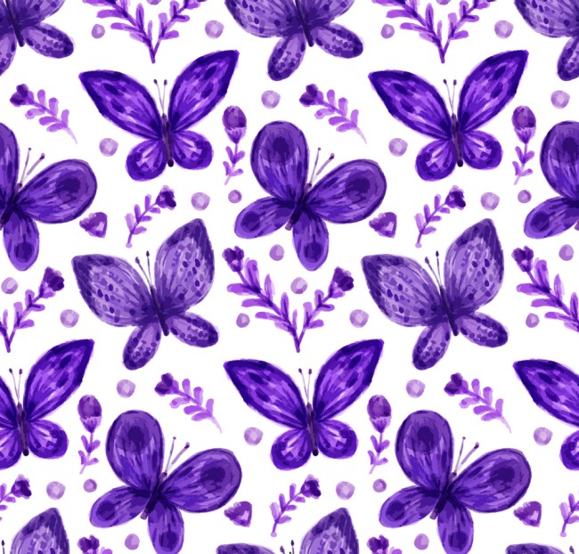 紫色蝴蝶无缝背景矢量素材16素材网精选