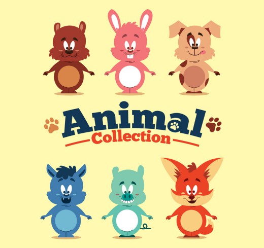 6款可爱卡通动物设计矢量素材普贤居素材网精选