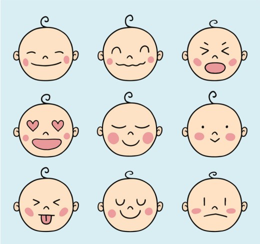 9款可爱婴儿表情矢量素材16图库网精选
