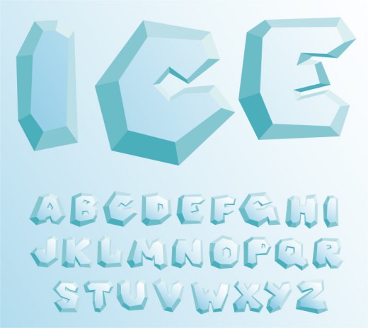 26个冰块大写字母设计矢量素材普贤居素材网精选