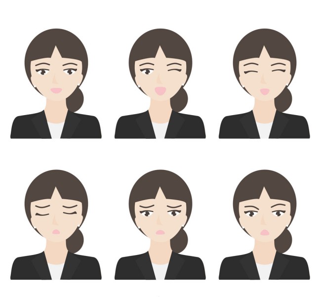 6款创意低马尾商务女子表情矢量图16设计网精选