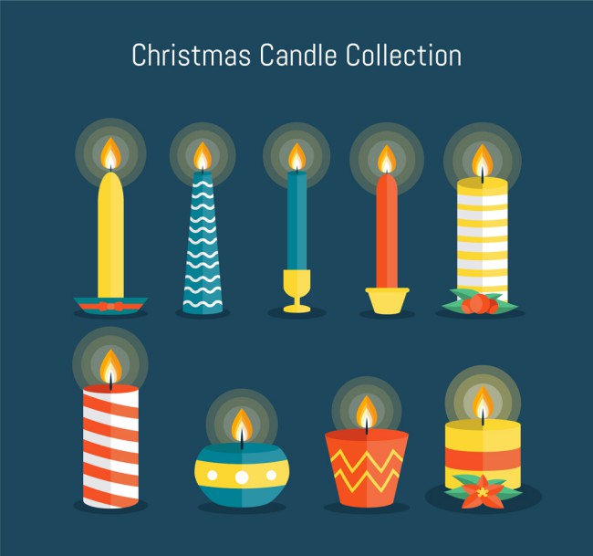9款彩色圣诞蜡烛矢量素材16图库网精选