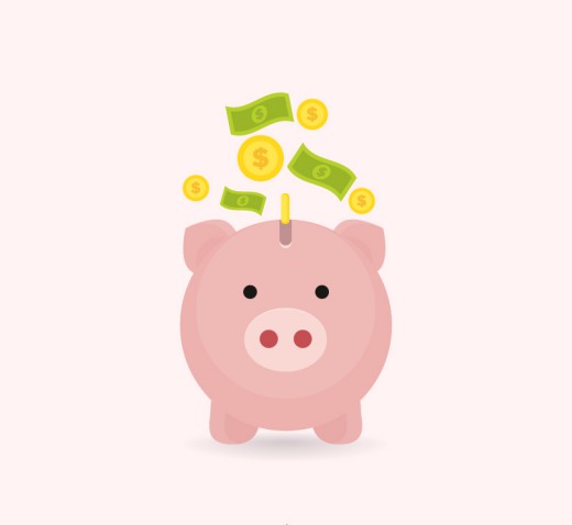 粉色小猪存钱罐矢量素材16设计网精