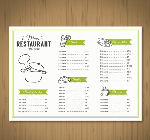 绿色餐厅菜单矢量素材16图库网精选