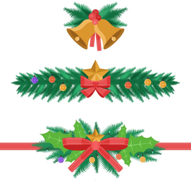3款彩色圣诞节装饰物矢量图普贤居